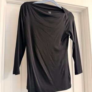 Old Navy Black Long Sleeve Boat Neck Women's Top